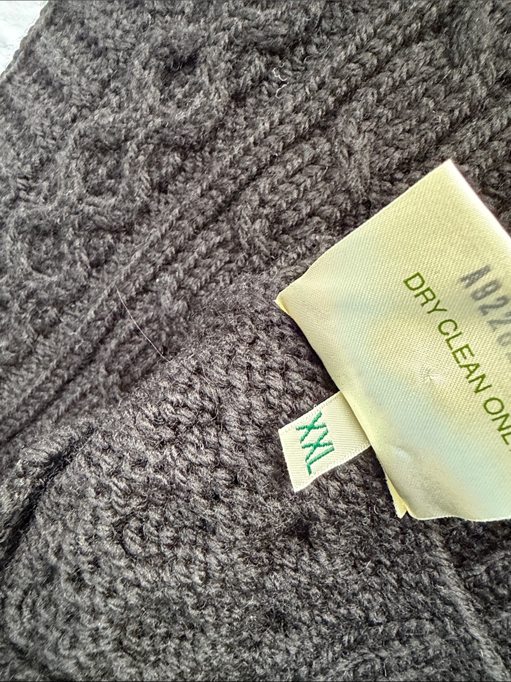 Irish Wool Cable Knit Black Cardigan Sweater - Picture 8 of 8